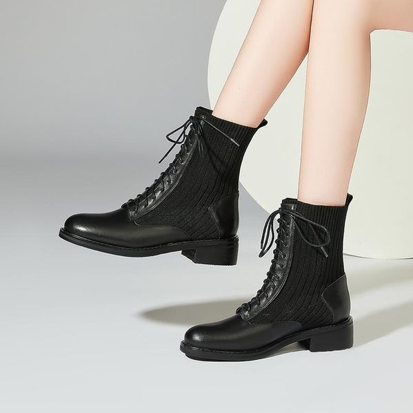 vintage genuine leather knitting women's ankle boots lace up round toe thick low heels pumps autumn working party shoes woman, Black
vintage genuine leather knitting women's ankle boots lace up round toe thick low heels pumps autumn working party shoes woman, Black