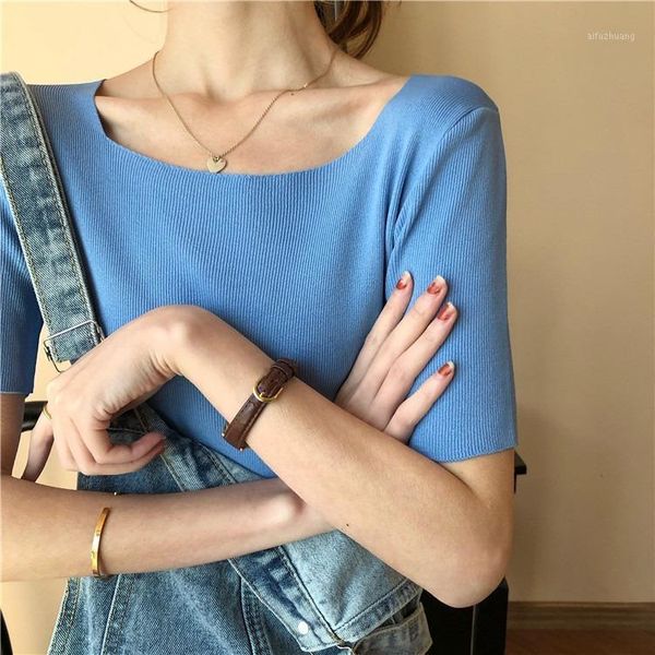 2020 new fashion women shirts women ribbed t-shirts summer shirts1, White