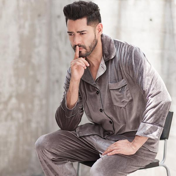 men's sleepwear long sleeve winter pajamas men sets solid thick gold velvet plus size pijama masculino household clothes df50ps, Black;brown
men's sleepwear long sleeve winter pajamas men sets solid thick gold velvet plus size pijama masculino household clothes df50ps, Black;brown