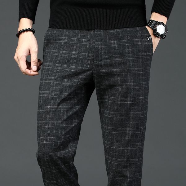 men new plaid casual business dark gray fitting classic elastic styling men's pants make fashionable street clothes zpoz, Black
men new plaid casual business dark gray fitting classic elastic styling men's pants make fashionable street clothes zpoz, Black