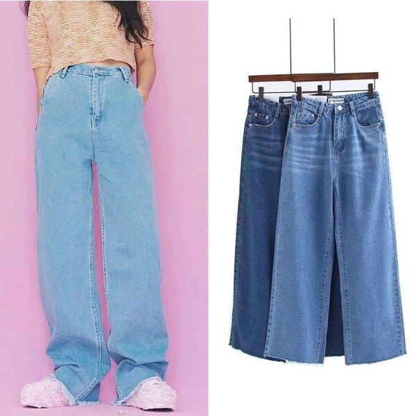 jeans high waistline, loose and slim women's wide leg pants, Blue
jeans high waistline, loose and slim women's wide leg pants, Blue