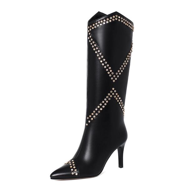 boots mkkhou fashion knee-high boot women 2021 winter black leather tipped rivet with thin heel 8cm high
boots mkkhou fashion knee-high boot women 2021 winter black leather tipped rivet with thin heel 8cm high