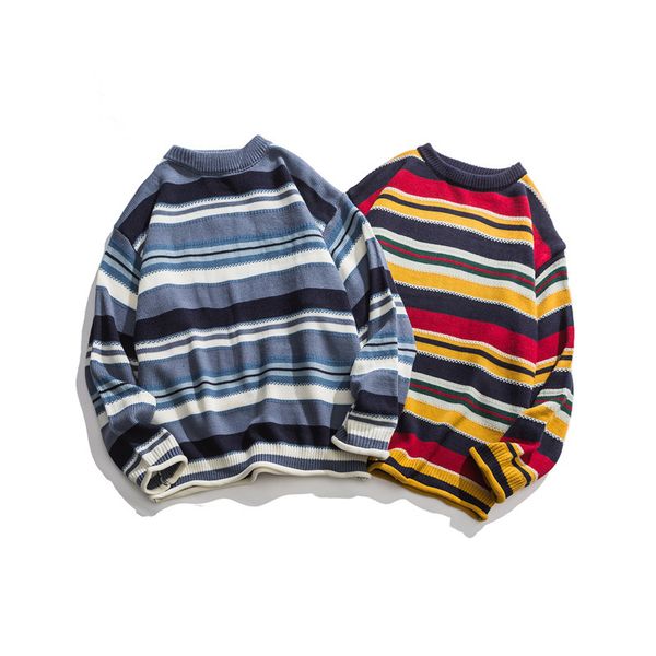 2021 new rainbow striped male female sweater in trend version hong kong style literature and art omdc, White;black
2021 new rainbow striped male female sweater in trend version hong kong style literature and art omdc, White;black