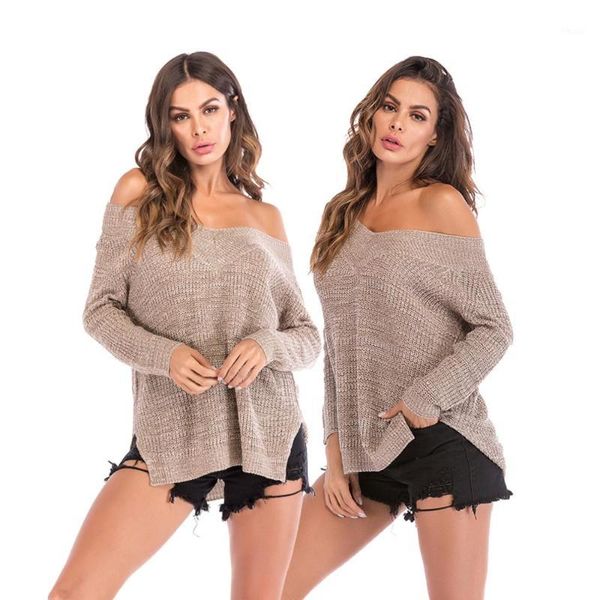 sweater women v-neck off shoulder 2019 casual long sleeve solid pullover female autumn winter knitted sweater 1, White;black
sweater women v-neck off shoulder 2019 casual long sleeve solid pullover female autumn winter knitted sweater 1, White;black