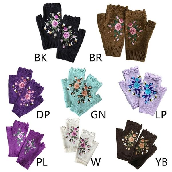 women winter crochet knitted fingerless gloves sweet colorful floral bee embroidery thumbhole texting mittens arm warmer, Blue;gray
women winter crochet knitted fingerless gloves sweet colorful floral bee embroidery thumbhole texting mittens arm warmer, Blue;gray