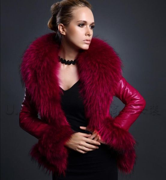 european and american raccoon fur collar imitation fur pu fur short slimming coat sheep skin leather jacket women, Black
european and american raccoon fur collar imitation fur pu fur short slimming coat sheep skin leather jacket women, Black