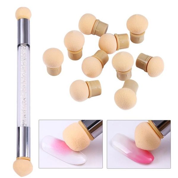 1 pc double-ended gradient shading pen dotting brush sponge head rhinestone handle nail art brush nail art paint qylubi, Silver
1 pc double-ended gradient shading pen dotting brush sponge head rhinestone handle nail art brush nail art paint qylubi, Silver
