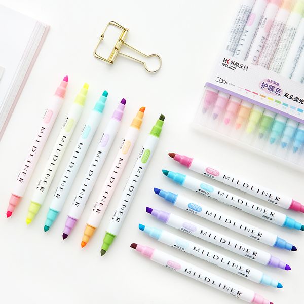 12 pcs/lot creative colored double head fluorescent pen candy color mild liner art marker highlighters pens for drawing painting
12 pcs/lot creative colored double head fluorescent pen candy color mild liner art marker highlighters pens for drawing painting