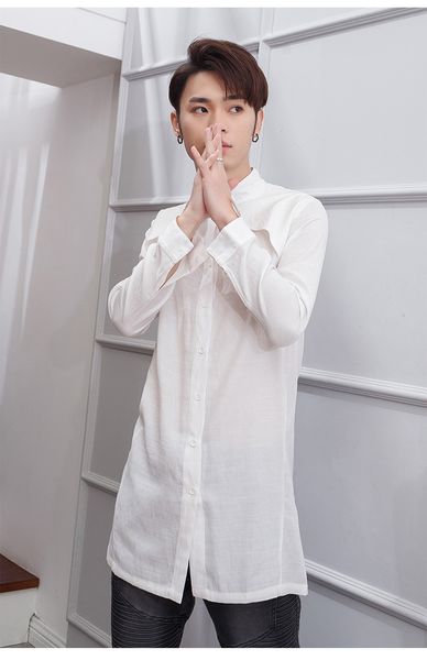 shirt long sleeve men's slim fit korean style trendy shirt men's fashion net red standing collar wear large fashion medium length, White;black
shirt long sleeve men's slim fit korean style trendy shirt men's fashion net red standing collar wear large fashion medium length, White;black
