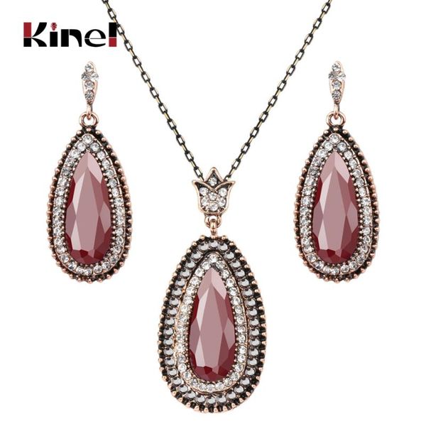 kinel fashion turkey jewelry sets red water drop crystal pendant necklace and earrings for women wedding vintage jewelry, Silver
kinel fashion turkey jewelry sets red water drop crystal pendant necklace and earrings for women wedding vintage jewelry, Silver