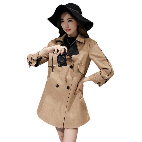 2020 spring autumn new korean windbreaker women's fashion lapel casual large size casacos long section suede coat trench lq674, Tan;black
2020 spring autumn new korean windbreaker women's fashion lapel casual large size casacos long section suede coat trench lq674, Tan;black