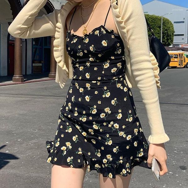 casual dresses girls summer spaghetti strap print little daisies floral ruffles decoration sweet mini ladies1, Black;gray
casual dresses girls summer spaghetti strap print little daisies floral ruffles decoration sweet mini ladies1, Black;gray