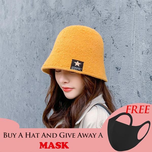 autumn thick cashmere bucket hat korean solid color with five-pointed star logo warm ladies cap winter outdoor panama hat, Black;white
autumn thick cashmere bucket hat korean solid color with five-pointed star logo warm ladies cap winter outdoor panama hat, Black;white
