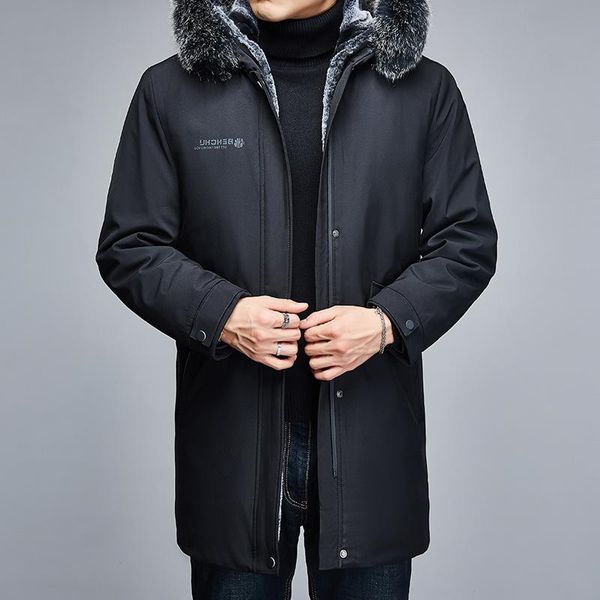 men's trench coats real wool collar parka medium long winter high end middle aged plush warm windbreaker coat, Tan;black
men's trench coats real wool collar parka medium long winter high end middle aged plush warm windbreaker coat, Tan;black