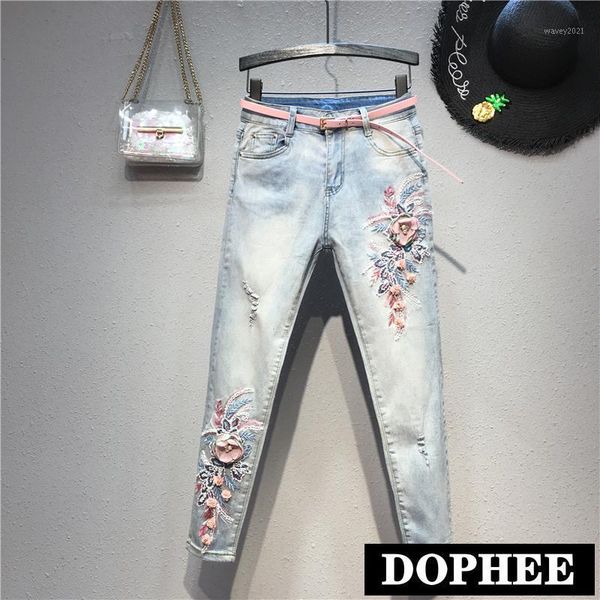 women's jeans woman 2021 spring slim cropped pants sequined embroidered flower pencil hole denim trousers for women1, Blue
women's jeans woman 2021 spring slim cropped pants sequined embroidered flower pencil hole denim trousers for women1, Blue