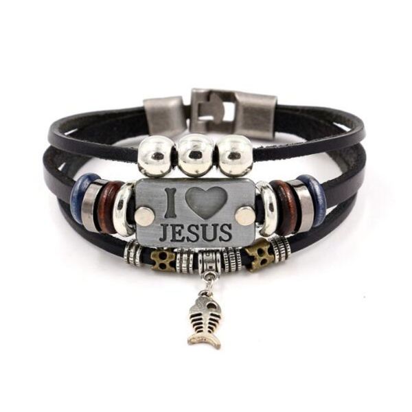 bracelet multilayer i bracelets love leather jesus charm vintage fish pendant bangle for mens women punk jewelry christmcgbq, Golden;silver
bracelet multilayer i bracelets love leather jesus charm vintage fish pendant bangle for mens women punk jewelry christmcgbq, Golden;silver