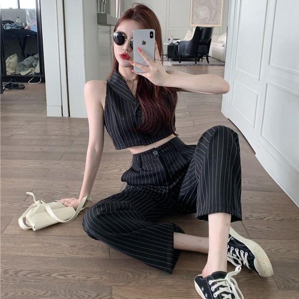 women's tracksuits autumn 2021 foreign style individual stripe sleeveless suit wide leg casual pants two piece for women, Gray
women's tracksuits autumn 2021 foreign style individual stripe sleeveless suit wide leg casual pants two piece for women, Gray