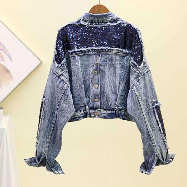 jacket jaqueta jeans 2020 new spring girl of women's lantejoula jean coat women bat sleeves loose outerwear, Blue
jacket jaqueta jeans 2020 new spring girl of women's lantejoula jean coat women bat sleeves loose outerwear, Blue