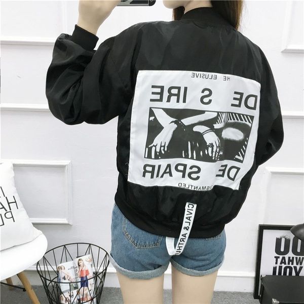 autumn women pink stand collar zipper letter casual jackets full back patch ribbon oversized bomber jacket t200111, Black;brown
autumn women pink stand collar zipper letter casual jackets full back patch ribbon oversized bomber jacket t200111, Black;brown