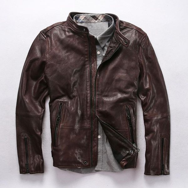 slim fit men's b2 genuine plant tanning goat skin moto biker jacket men stand collar casual leather coat for male1, Black
slim fit men's b2 genuine plant tanning goat skin moto biker jacket men stand collar casual leather coat for male1, Black