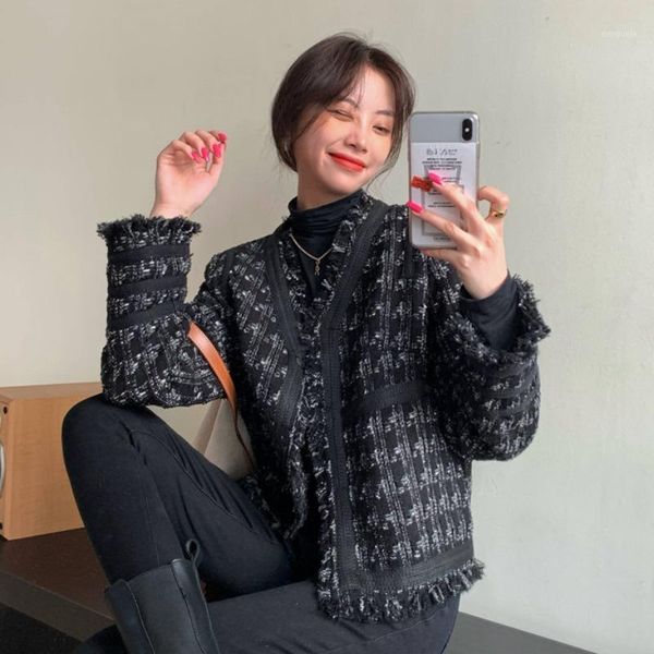 small fragrance korean style short coat women's autumn and winter versatile 2021 new spring and autumn korean version loose retr1, Black;brown
small fragrance korean style short coat women's autumn and winter versatile 2021 new spring and autumn korean version loose retr1, Black;brown