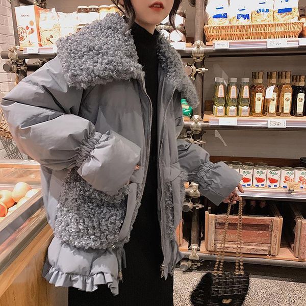 padded down lamb hair coat 2021 new women winter blue gray stitching large lapel loose fish tail long fashion thick jacket1, Black
padded down lamb hair coat 2021 new women winter blue gray stitching large lapel loose fish tail long fashion thick jacket1, Black