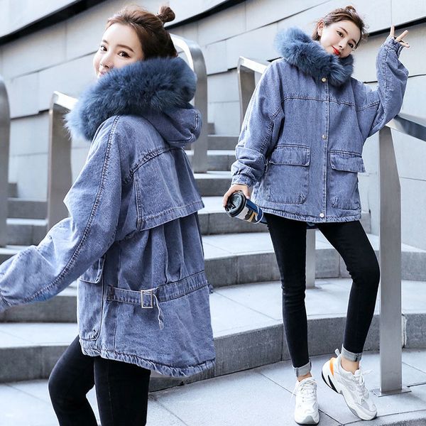 swallowing more velvet denim jacket 2021 new elegant korean winter loose with hoodie fur collar jean women's coat outerwear r549 l55q, Black;brown
swallowing more velvet denim jacket 2021 new elegant korean winter loose with hoodie fur collar jean women's coat outerwear r549 l55q, Black;brown