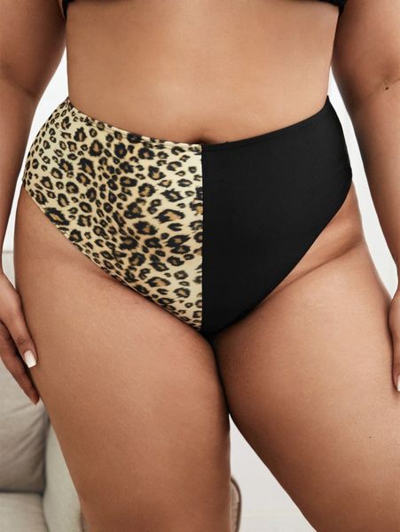 plus leopard high waisted bikini bottom x2o8#, Black 
plus leopard high waisted bikini bottom x2o8#, Black