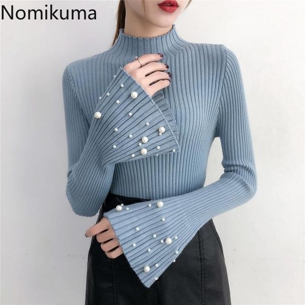 women's sweaters nomikuma beading long sleeve pullover sweater solid color autumn fashion basic half turtleneck slim women 3d750, White;black
women's sweaters nomikuma beading long sleeve pullover sweater solid color autumn fashion basic half turtleneck slim women 3d750, White;black
