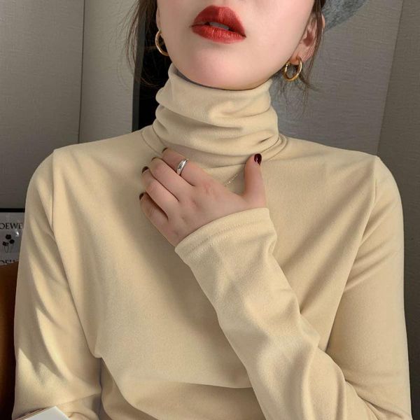 women's blouses & shirts women autumn winter solid color shirt female long sleeve slim fit turtleneck blouse bottoming warm femme, White
women's blouses & shirts women autumn winter solid color shirt female long sleeve slim fit turtleneck blouse bottoming warm femme, White