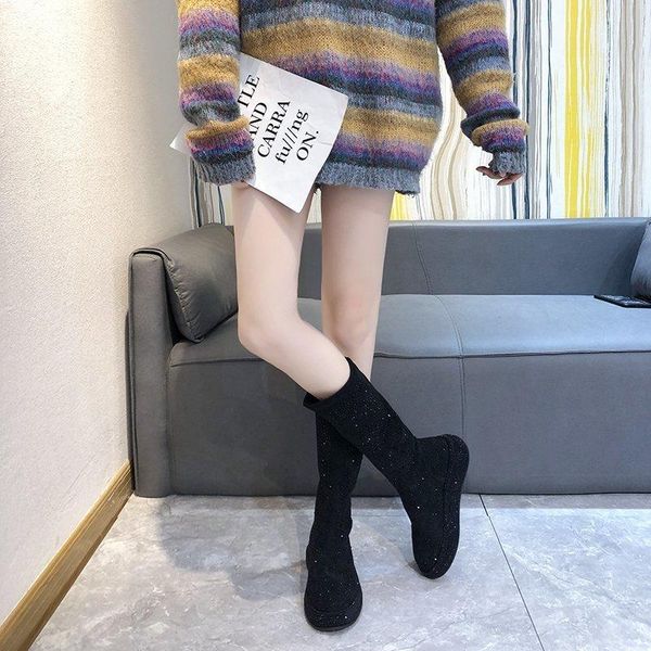 comfort sequins cloth botas mujer crystal knee-high boots for women chunky platform long high women's boots flock round toe 2020, Black
comfort sequins cloth botas mujer crystal knee-high boots for women chunky platform long high women's boots flock round toe 2020, Black