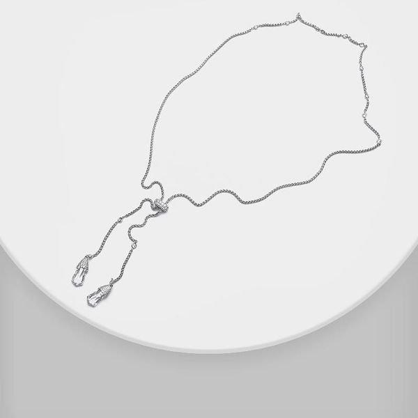 аморита бутик капля воды капли кулон дизайн модное блестящее ожерелье, Silver