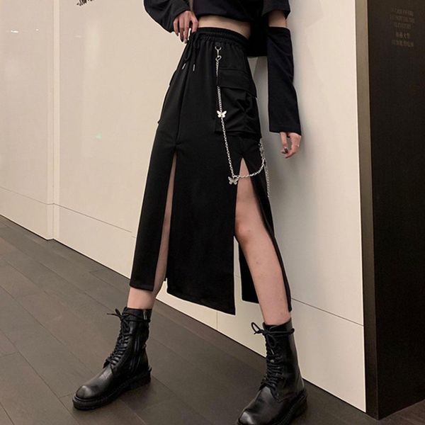 punk girl gothic юбка женщины на шнуровке карманный карман сплит сексуальная цепь охлаждает 2020 осенняя мода высокая талия midi юбки лето, Black
punk girl gothic юбка женщины на шнуровке карманный карман сплит сексуальная цепь охлаждает 2020 осенняя мода высокая талия midi юбки лето, Black