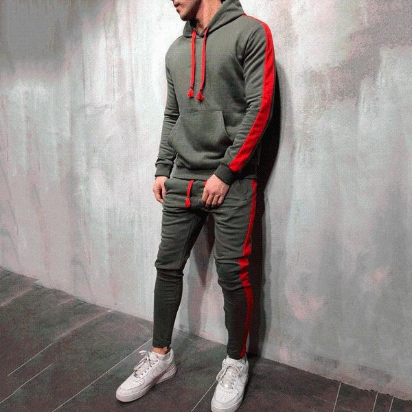 running sets 2pcs/set tracksuit men gym clothing autumn winter hooded casual sweatshirt drawstring pants male stripe jogger patchwork hoodie, Black;blue
running sets 2pcs/set tracksuit men gym clothing autumn winter hooded casual sweatshirt drawstring pants male stripe jogger patchwork hoodie, Black;blue