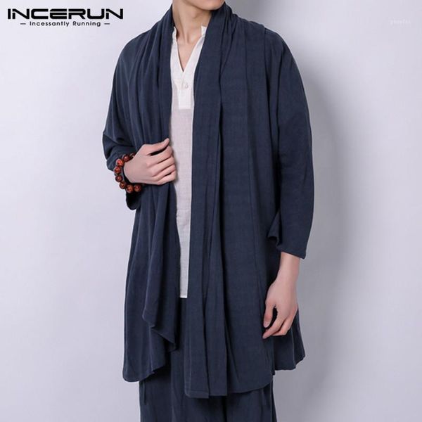incerun vintage men cloak coats long sleeve cotton solid color casual kimono streetwear retro 2019 trench outerwear men ponchos1, Tan;black
incerun vintage men cloak coats long sleeve cotton solid color casual kimono streetwear retro 2019 trench outerwear men ponchos1, Tan;black