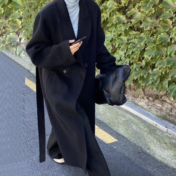 snordic women autumn winter loose long wool coat jacket belt notched collar woolen overcoat split hem cardigan1, Black
snordic women autumn winter loose long wool coat jacket belt notched collar woolen overcoat split hem cardigan1, Black