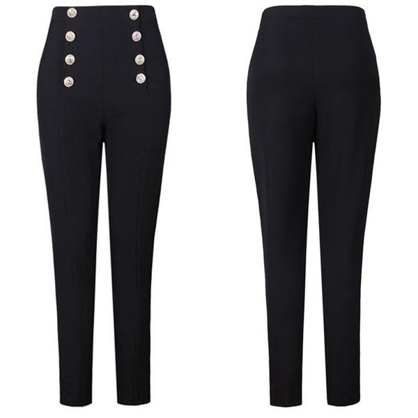 s-xxl 2021 new pure black double-breasted textured fabric slim nine length casual women's pants, Black;white
s-xxl 2021 new pure black double-breasted textured fabric slim nine length casual women's pants, Black;white
