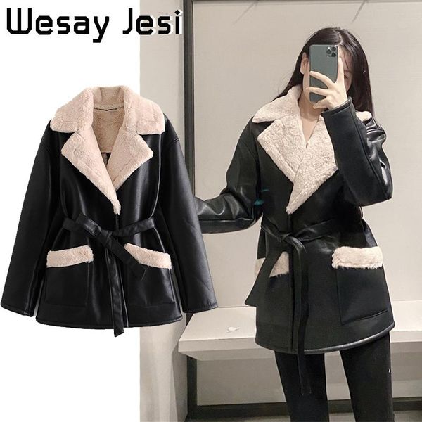 fashion autumn and winter 2020 leather women's jacket suit lapel black plush inner belt waist plush pocket decorative jacket
fashion autumn and winter 2020 leather women's jacket suit lapel black plush inner belt waist plush pocket decorative jacket