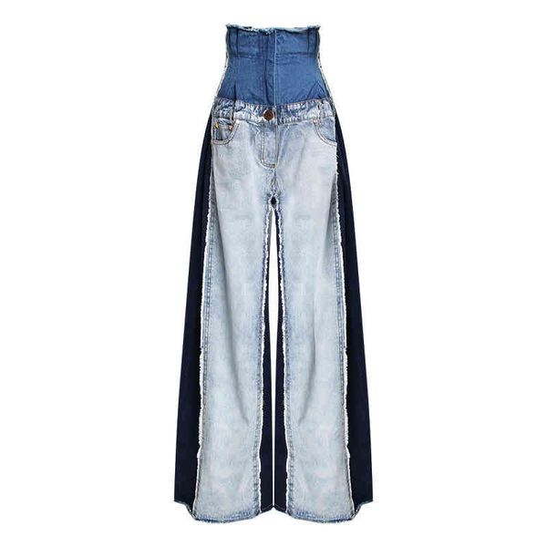 women's jeans twotwinstyle casual denim patchwork women trousers high waist hit color long wide leg pants for female fashion spring maz, Blue
women's jeans twotwinstyle casual denim patchwork women trousers high waist hit color long wide leg pants for female fashion spring maz, Blue
