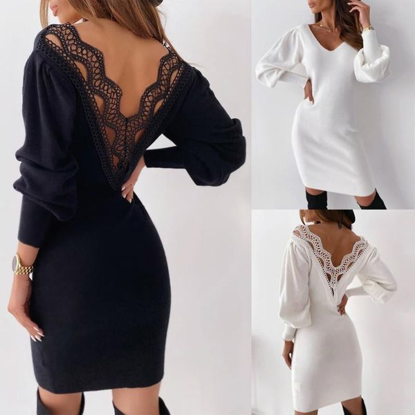 casual dresses 2021 autumn backless deep v for women puff long sleeve dress bodycon lace black white party vestido d30, Black;gray
casual dresses 2021 autumn backless deep v for women puff long sleeve dress bodycon lace black white party vestido d30, Black;gray