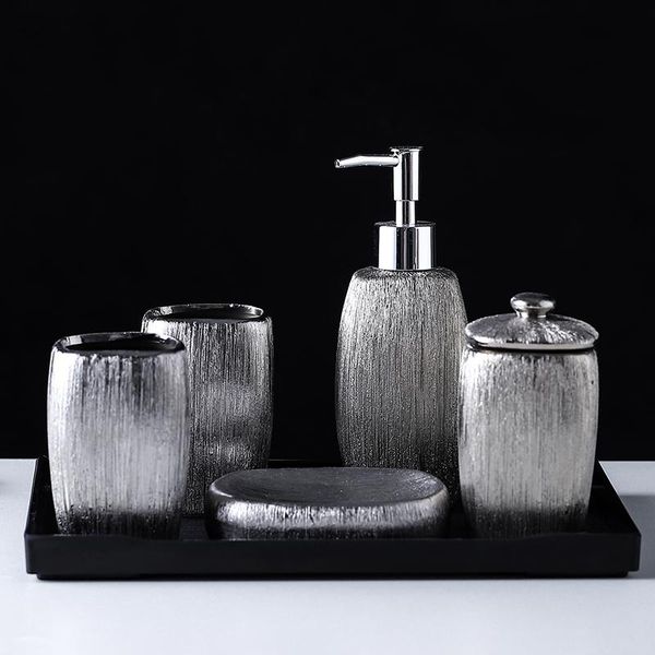 bath accessory set electroplated silver ceramic bathroom accessories 6pcs wash set/melamine tray/lotion soap dispenser/toothbrush holder
bath accessory set electroplated silver ceramic bathroom accessories 6pcs wash set/melamine tray/lotion soap dispenser/toothbrush holder