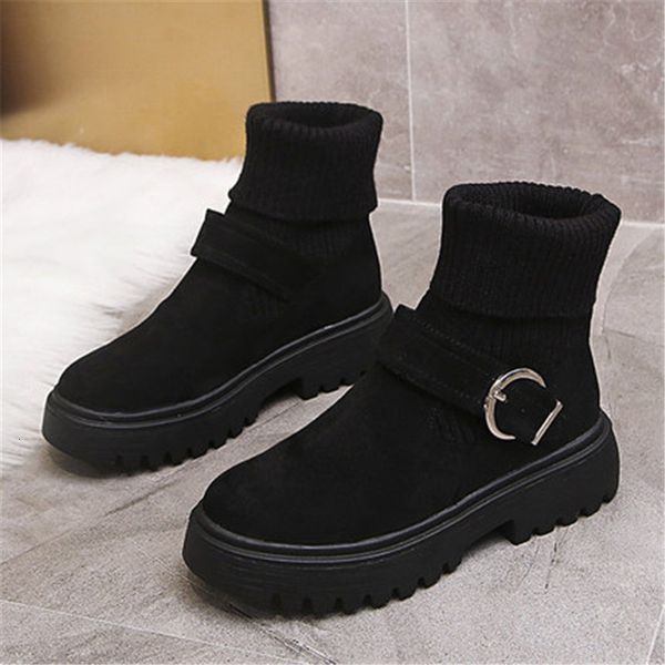 2021 new snow warm winter boots in square heels jgss, Black