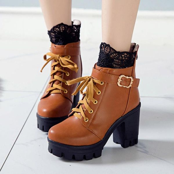 leisure platform lace student shoes boots women's thick high heel lace up ankle boots square high heel women leather 2021, Black
leisure platform lace student shoes boots women's thick high heel lace up ankle boots square high heel women leather 2021, Black