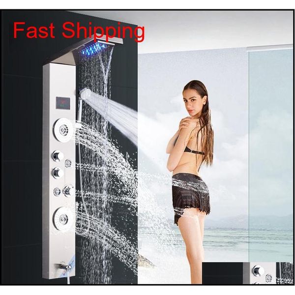 brushed nickel stainless steel 5-function waterfall led rain shower panel w/massage system tub spout w/ handsho jllkcg yeah2010
brushed nickel stainless steel 5-function waterfall led rain shower panel w/massage system tub spout w/ handsho jllkcg yeah2010