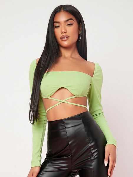 crisscross tie back crop x3oi#, White