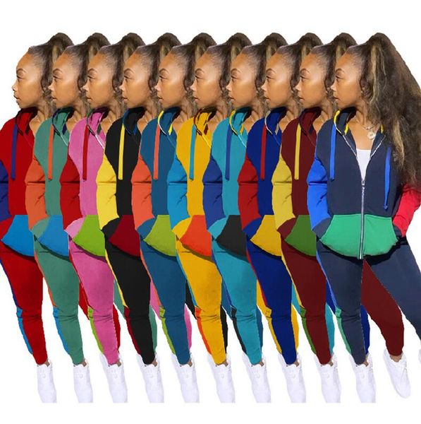 women tracksuit block color patchwork hoodies jacket zipper coat + leggings pants two piece clothing hooded outfits sportswear e122902, White
women tracksuit block color patchwork hoodies jacket zipper coat + leggings pants two piece clothing hooded outfits sportswear e122902, White