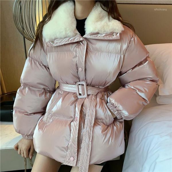 2020 women's winter cotton padded coat korean fur collar bright with belt jacket clothes thickened warm parka outerwear1, Black
2020 women's winter cotton padded coat korean fur collar bright with belt jacket clothes thickened warm parka outerwear1, Black