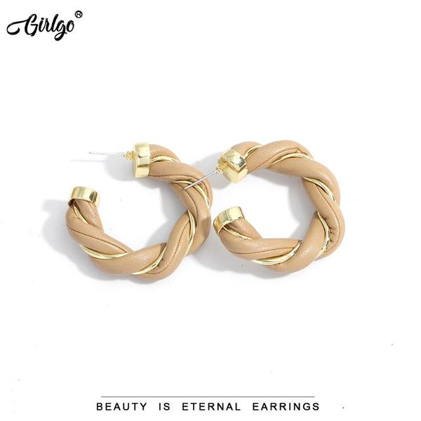 girlgo spiral geometric round leather hoop earrings for women gold color copper statement earring 2021 trend jewelry wholesale, Golden;silver
girlgo spiral geometric round leather hoop earrings for women gold color copper statement earring 2021 trend jewelry wholesale, Golden;silver