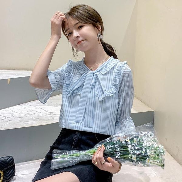 women's blouses & shirts coigarsam striped blouse women spring summer short sleeve chiffon blusas womens and 21131, White
women's blouses & shirts coigarsam striped blouse women spring summer short sleeve chiffon blusas womens and 21131, White