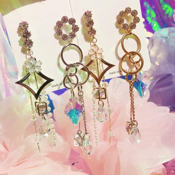 mengjiqiao fashion asymmetric flower crystal long tassel drop earrings for women elegant party pendientes accessories, Silver
mengjiqiao fashion asymmetric flower crystal long tassel drop earrings for women elegant party pendientes accessories, Silver